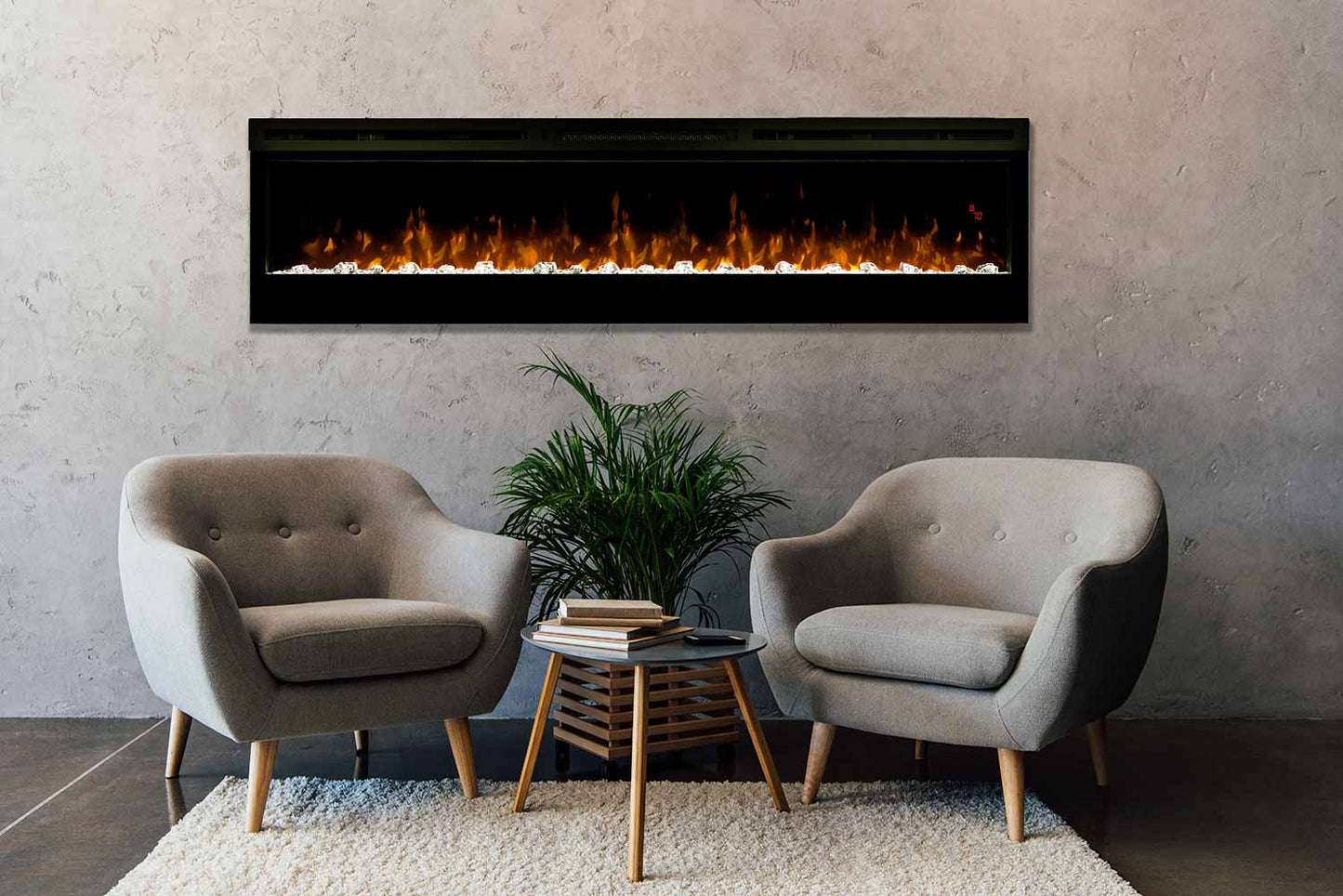 Elektrische haard Dimplex Optiflame Prism 74 BLF7451 in het interieur van de woonkamer