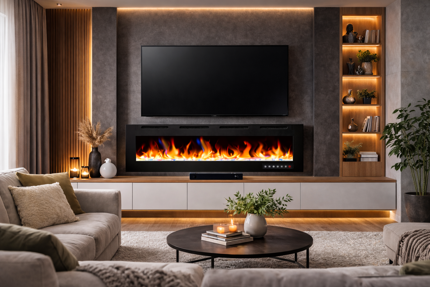 Elektrische haard Mystflame Crystal New WiFi in het interieur