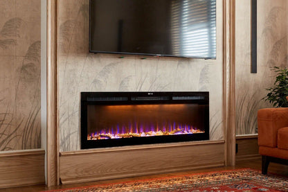 Elektrische wandhaard Crystal 72 onder de televisie