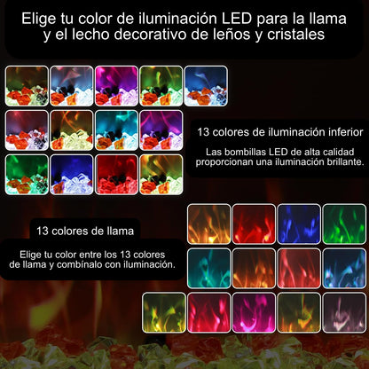 Multicolor vlamfunctie in de elektrische haard Mystflame 3D Perla 60.
