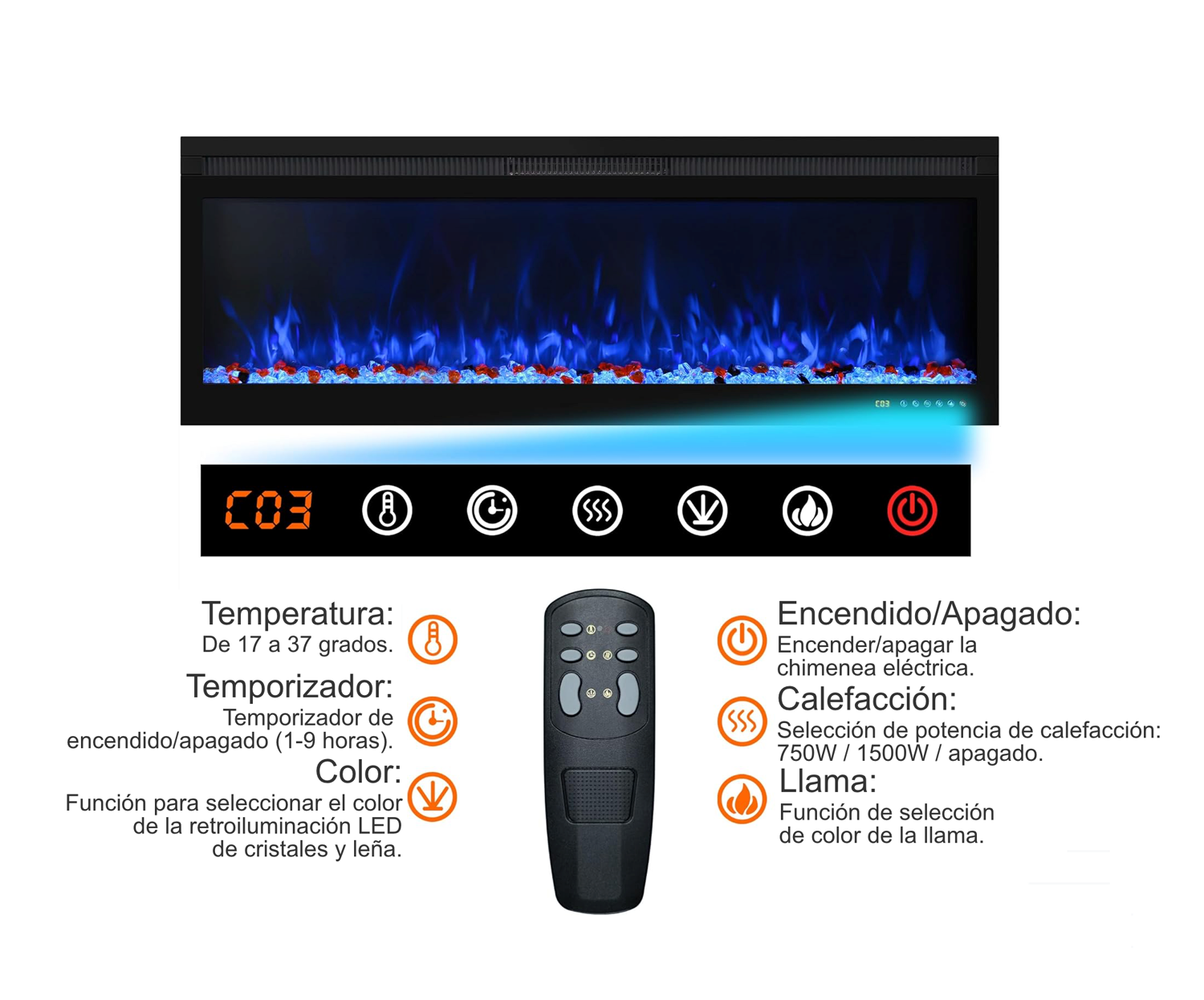 Functies van de elektrische haard Mystflame 3D Perla 60
