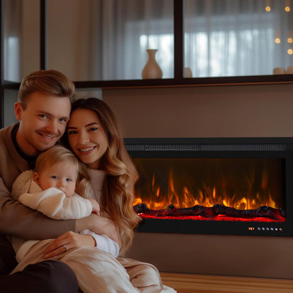 Grote elektrische haard Mystflame 3D Perla 72 met houtblok.