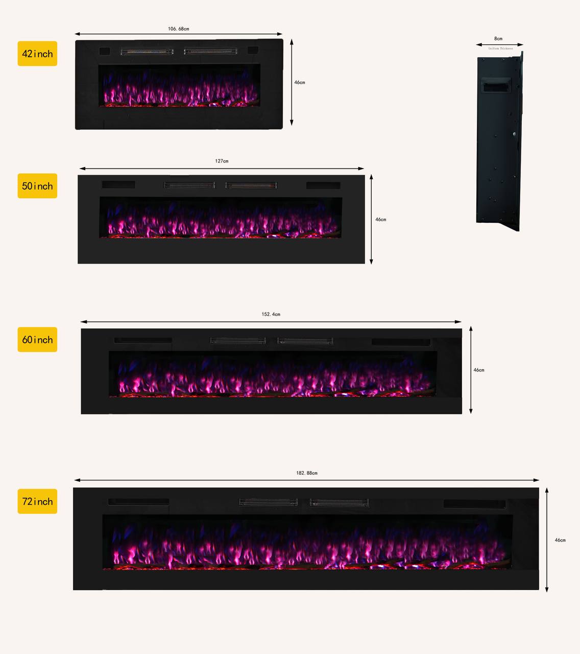 Mystflame Crystal 42 WiFi Elektrische Wandhaard (BxHxD) 1068x460x81 mm