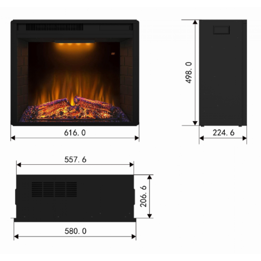 Mystflame GoodFire LED EF23 Decoratieve Elektrische Haard (HxBxD) 616×500×225 mm