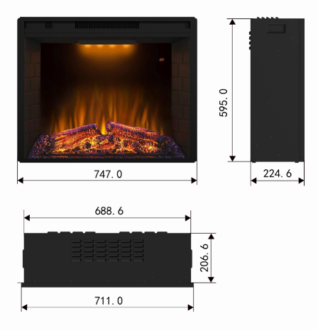 Mystflame GoodFire LED EF28 Decoratieve Elektrische Haard (HxBxD) 747x598x225 mm