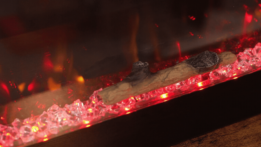 Decoratieve elementen van de elektrische haard Mystflame Weka: houtblokken en kristallen