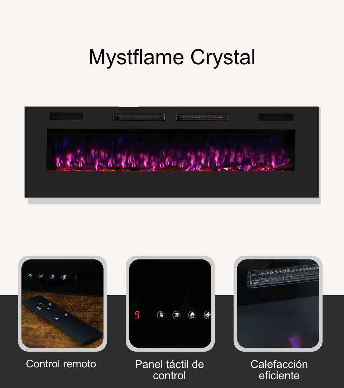 Mystflame Crystal 42 WiFi Elektrische Wandhaard (BxHxD) 1068x460x81 mm