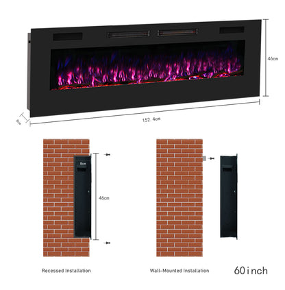 Mystflame Crystal 60 WiFi Elektrische Wandhaard (BxHxD) 1524x460x81 mm