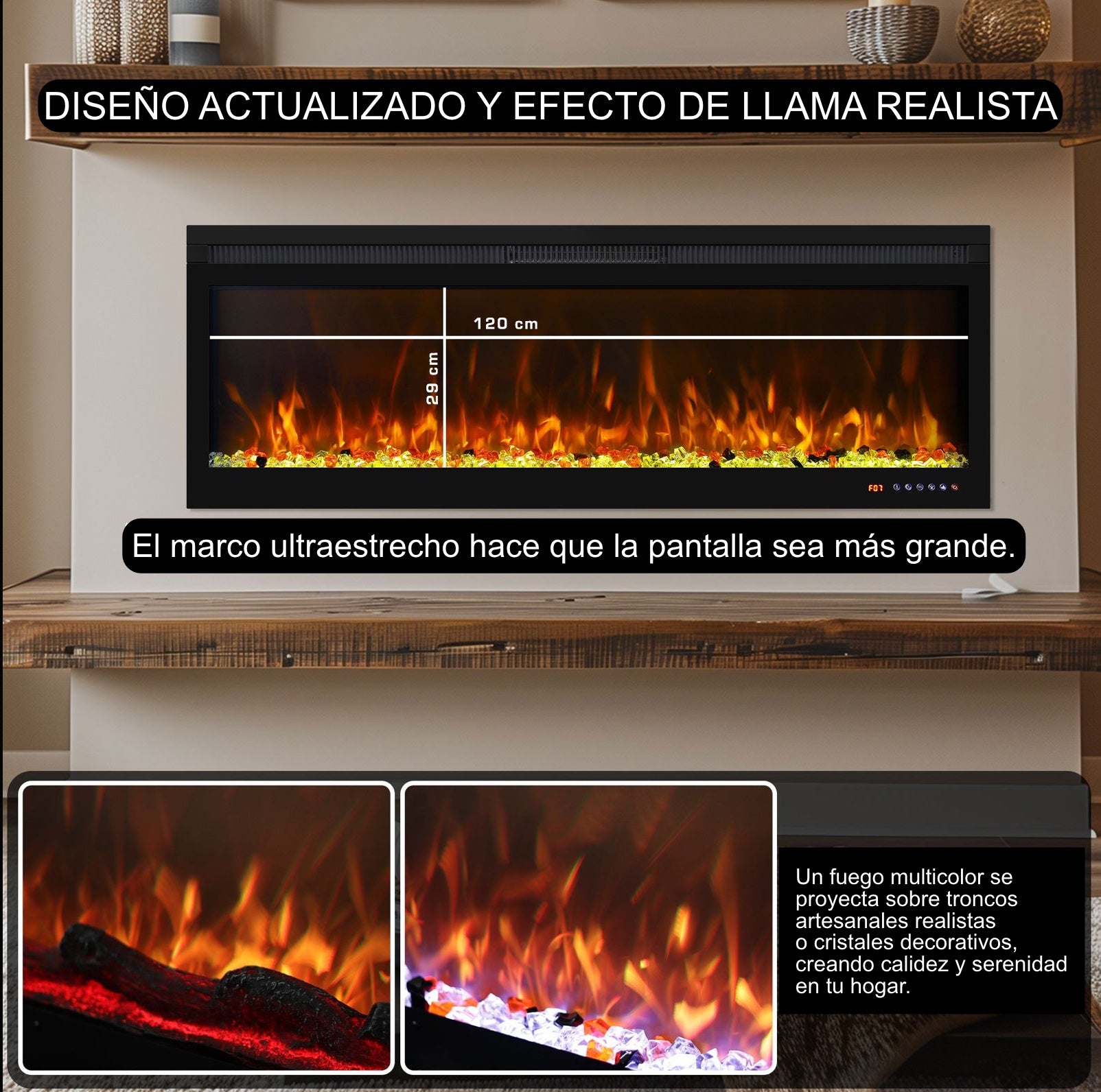Kenmerken van de elektrische haard Mystflame 3D Perla 50.