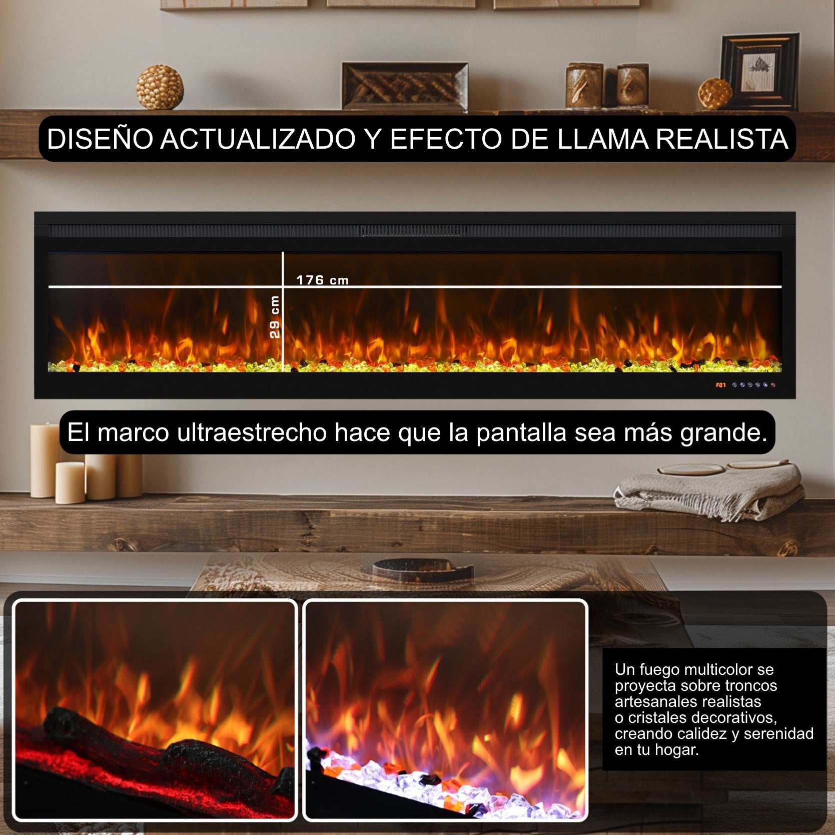 Elektrische haard Mystflame 3D Perla 72. Betaalbare en realistische elektrische haard.