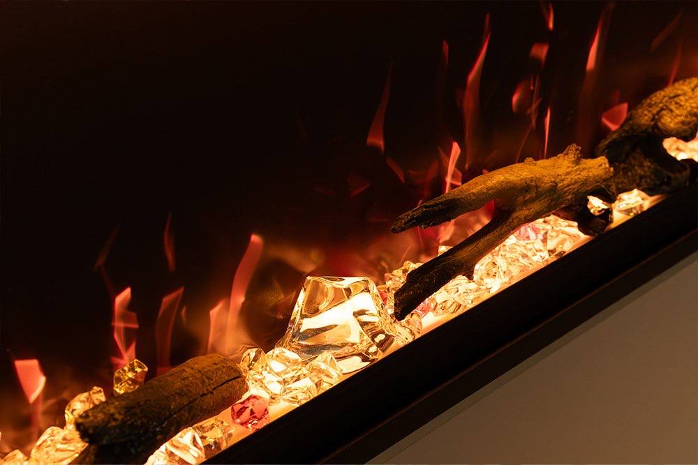 Vlameffect in de elektrische wandhaard Mystflame Crystal.