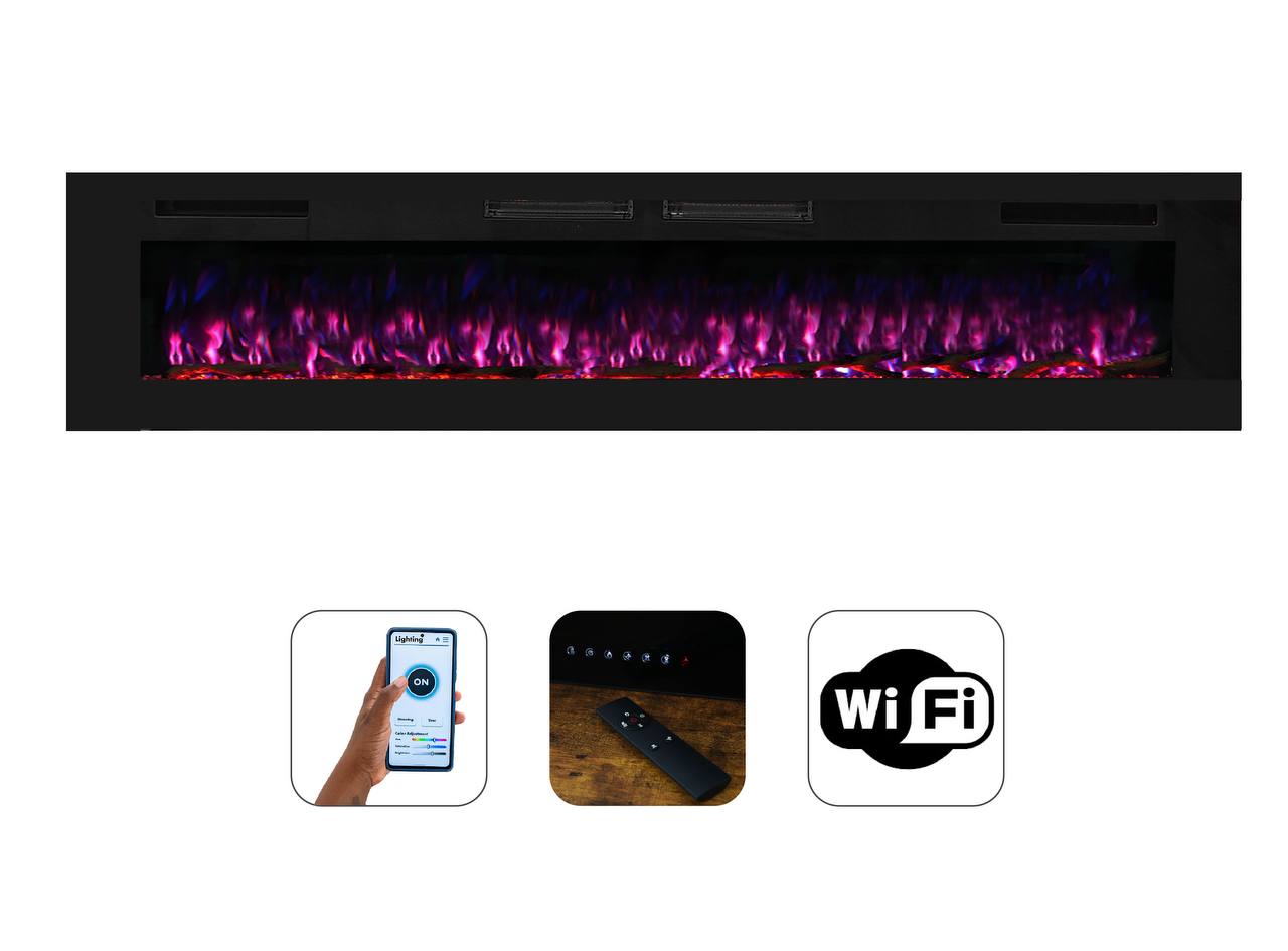Mystflame Crystal 72 WiFi Elektrische Wandhaard (BxHxD) 1829x460x81 mm