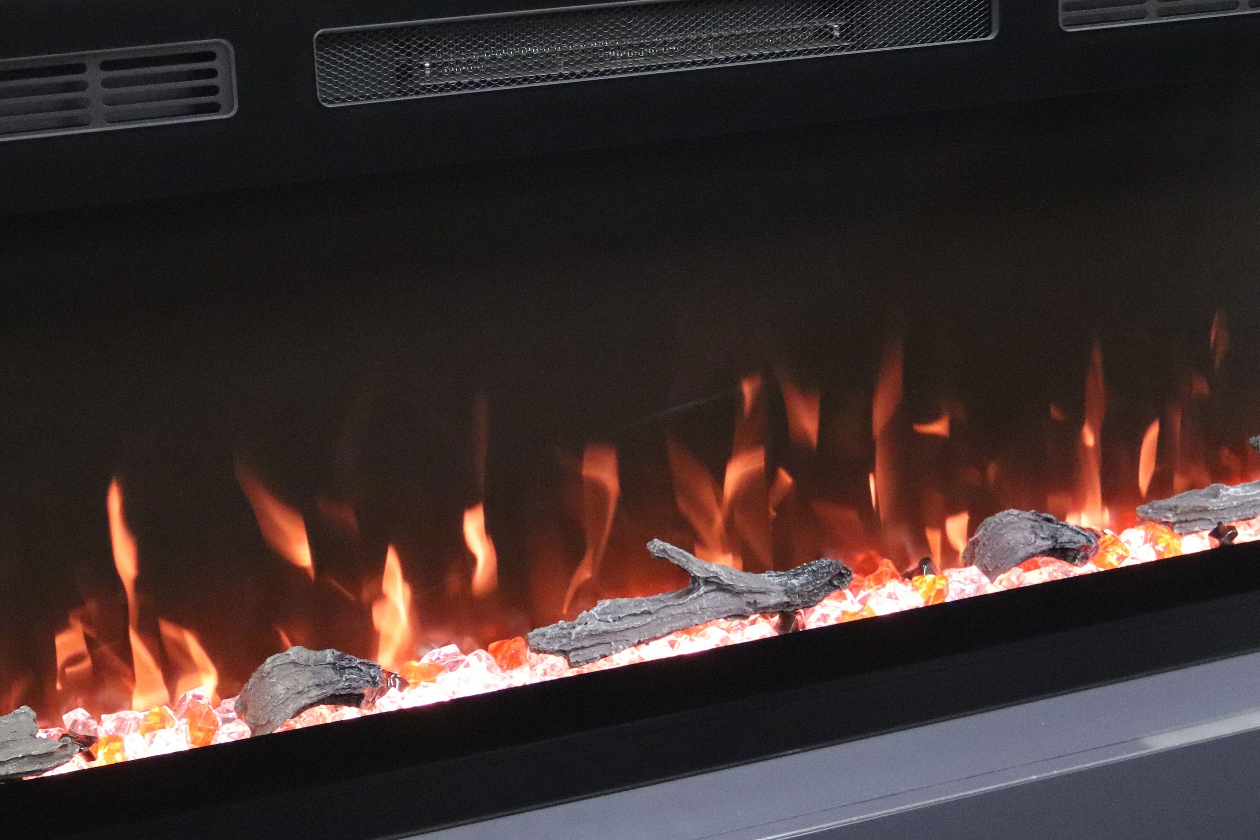 Vlam van de elektrische wandhaard Mystflame Galaxy.
