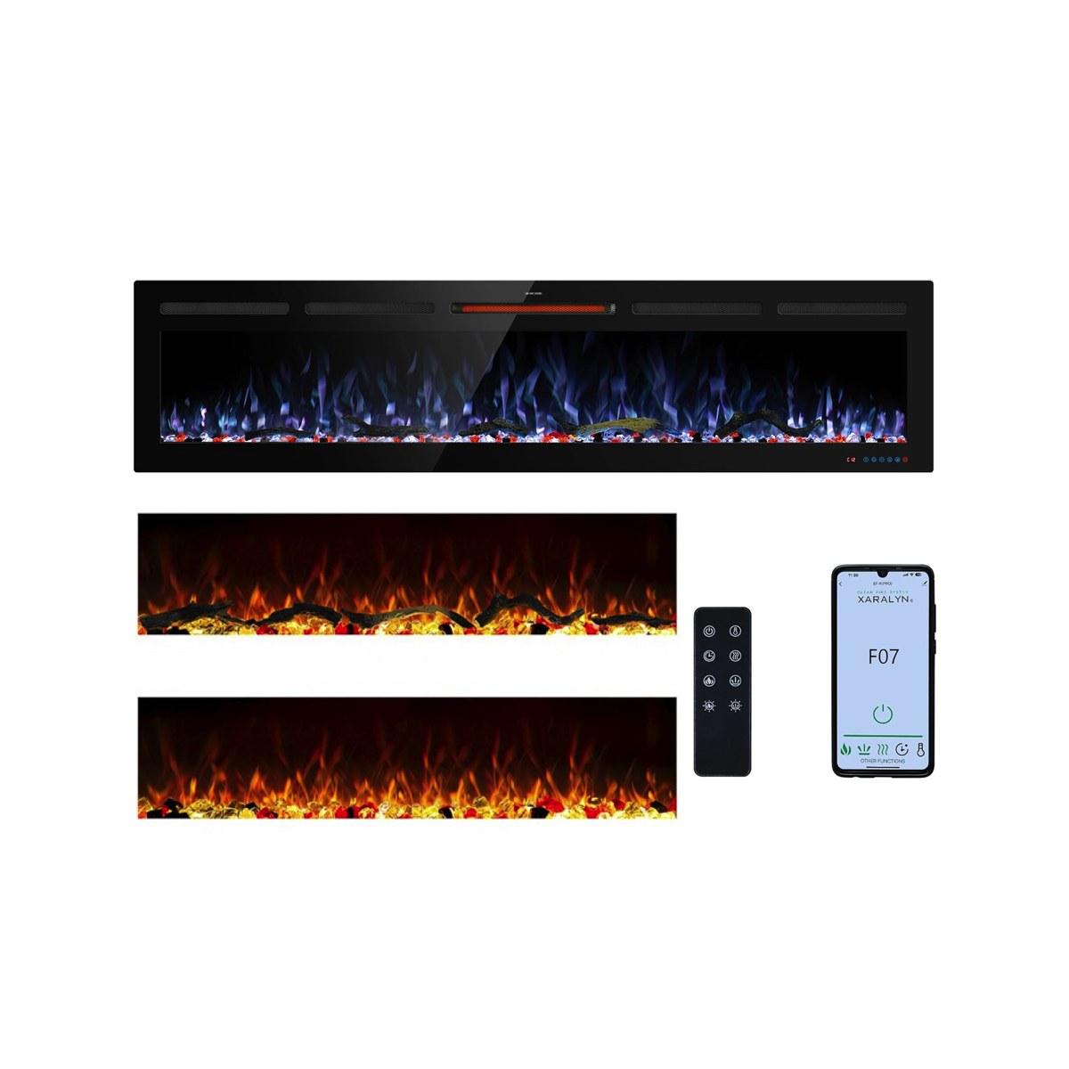 Grote elektrische haard Mystflame Galaxy 72 PRO WiFi van 180 cm