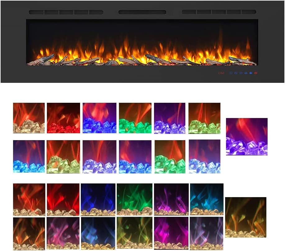Grote elektrische wandhaard Mystflame Galaxy 84 met functie voor het selecteren van de vlamkleur