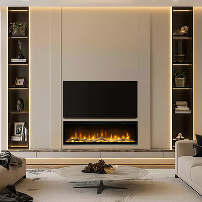 Dimplex Ignite Evolve 50 ingebouwd om onder de televisie te plaatsen