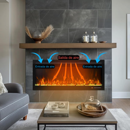 Verwarming in de elektrische haard Mystflame 3D Perla 42.
