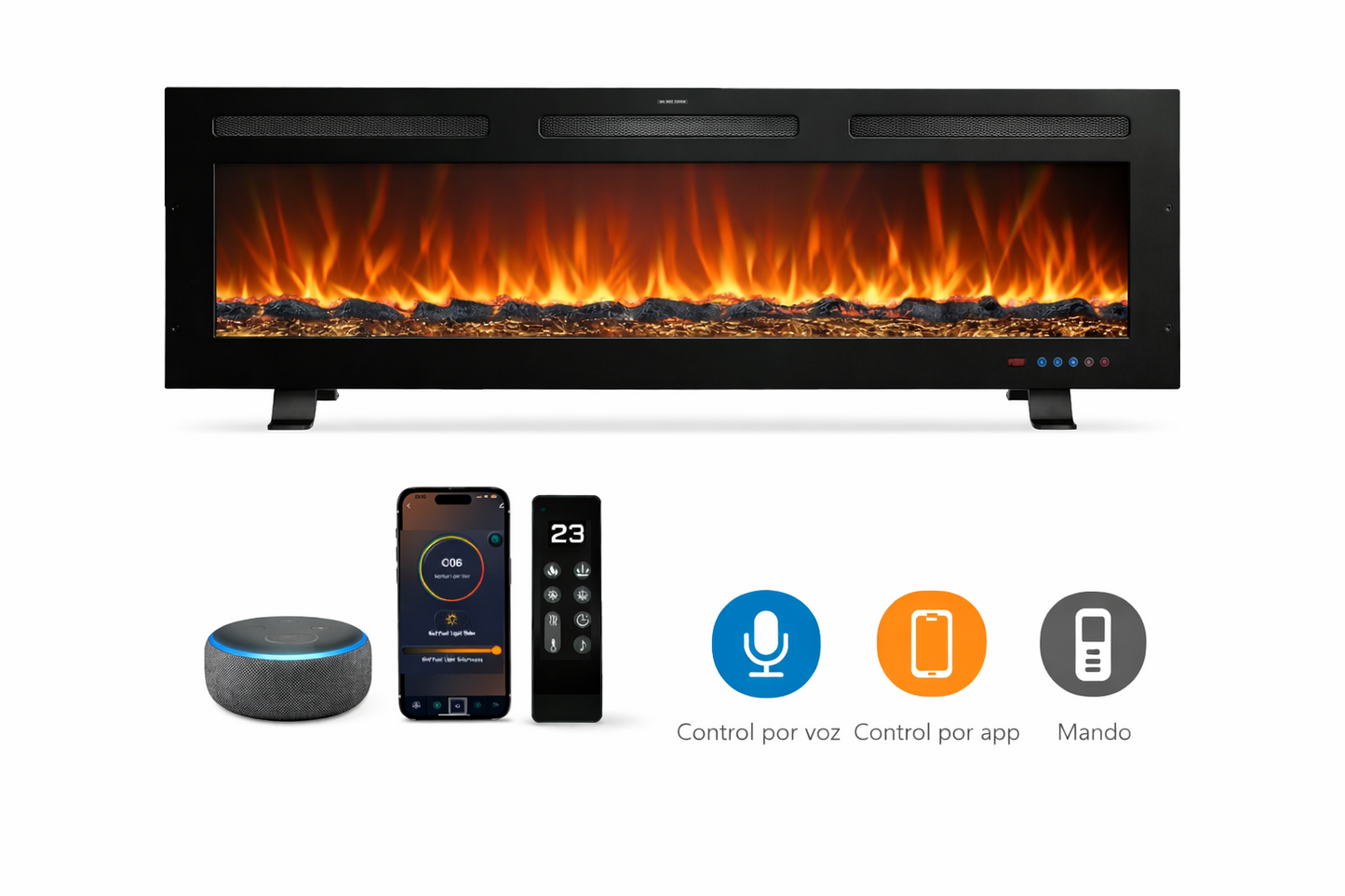 Lineaire elektrische haard tot 90 cm met poten Mystflame Galaxy Pro 36 NEW WiFi