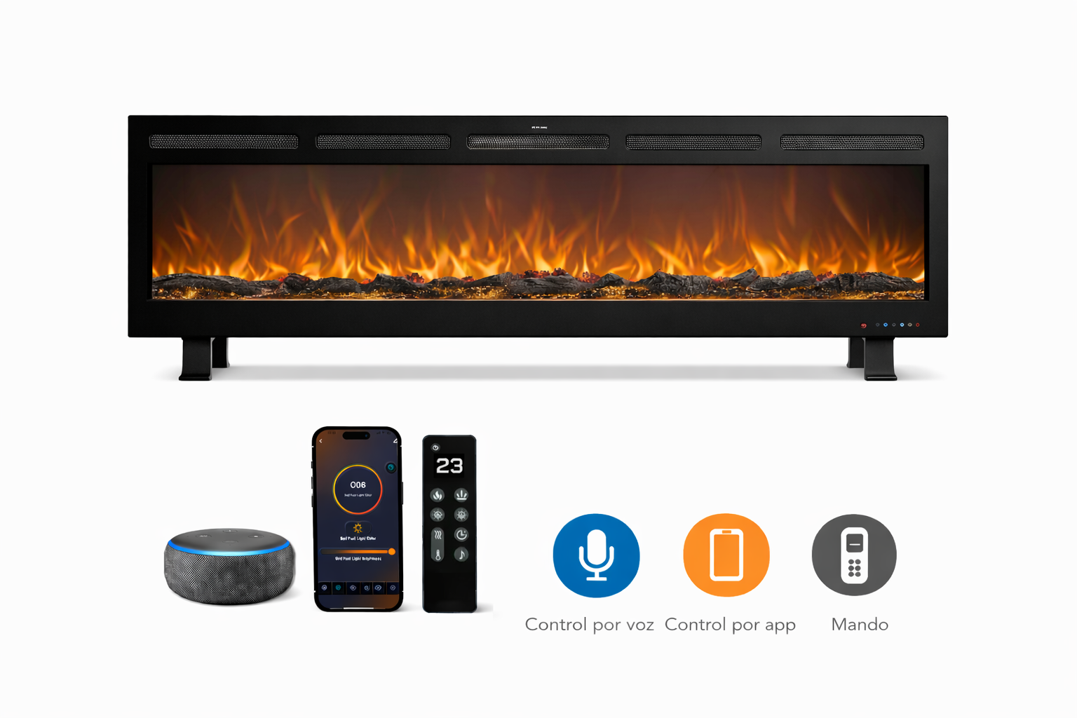 Elektrische haard met poten, geluid en verwarming Mystflame Galaxy 72 Pro New WiFi