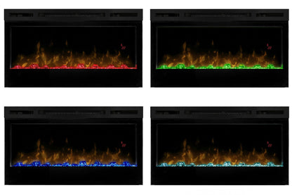 Multicolor verlichting van de decoratieve kristallen in de elektrische haard Dimplex Optiflame Prism 34