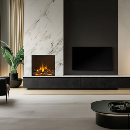 Chimenea eléctrica empotrable Dimplex Aspire 30 con calefacción en un interior