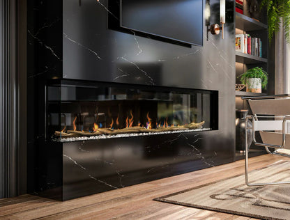 Hoek elektrische haard Dimplex Ignite Bold 74 met tweezijdig zicht
