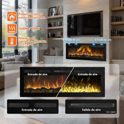 Verwarmingsfunctie in de elektrische haard Mystflame Galaxy 60 Pro New WiFi