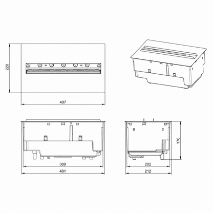 Dimplex Cassette 400 LED LOG Opti-Myst Elektrische Waterdamphaard (BxHxD) 404x271 x217 mm