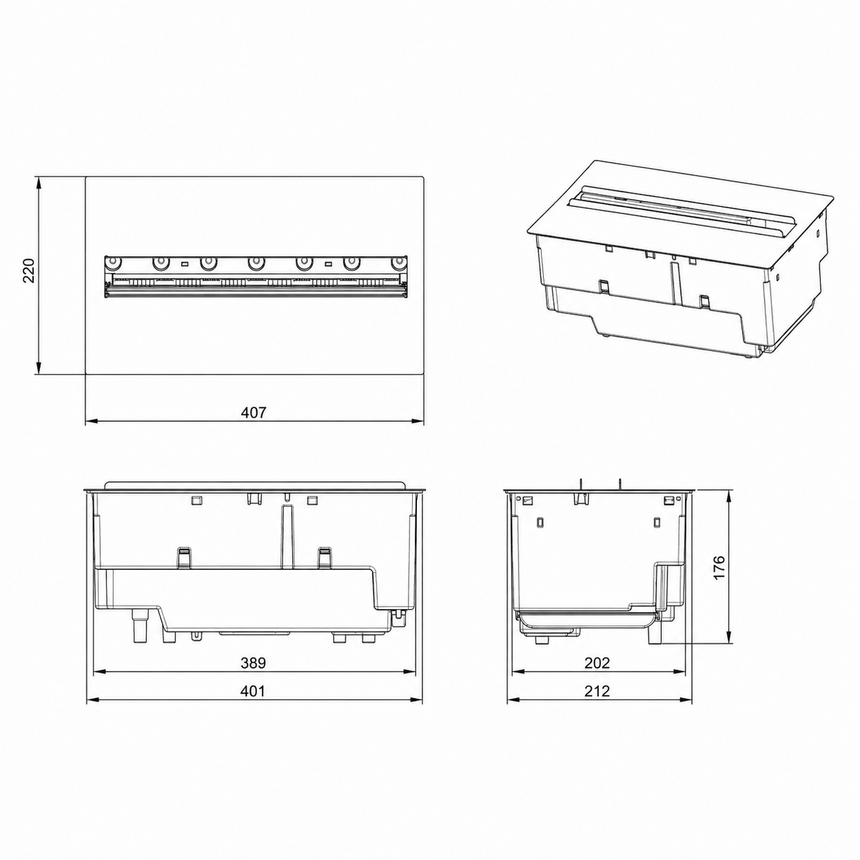 Dimplex Cassette 600 LED LOG Opti-Myst Elektrische Waterdamphaard (BxHxD) 564 x 280 x 217 mm