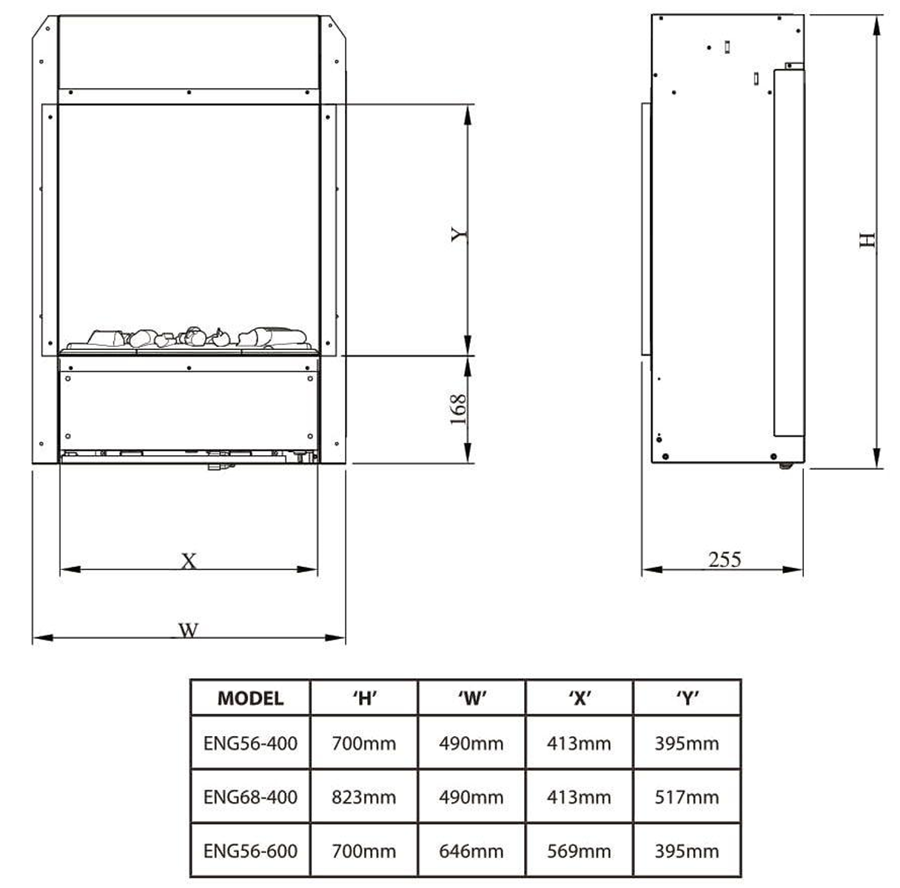 Dimplex Engine 68-400 Pro Range Opti-Myst Elektrische Stoomhaard met Verwarming (B×H×D) 490x823x255 mm
