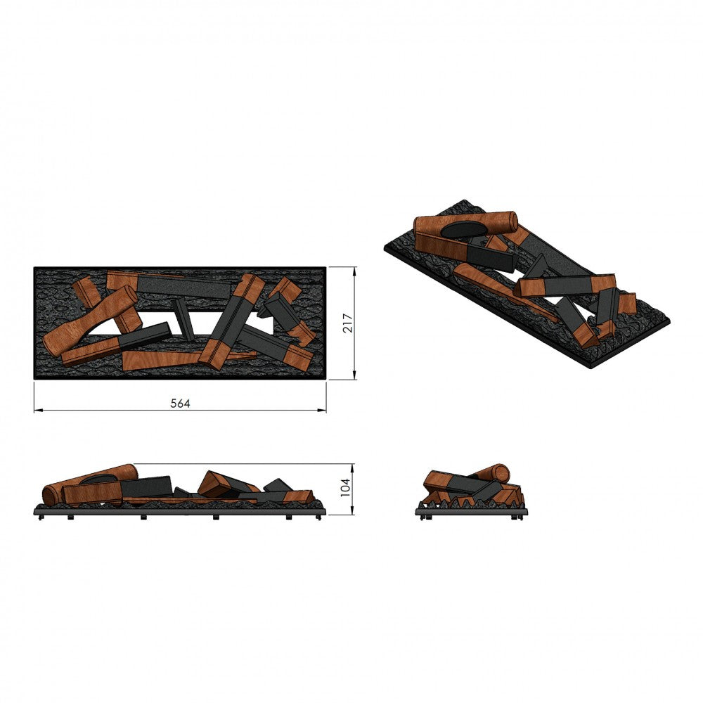 Dimplex Cassette 600 LED LOG Opti-Myst Elektrische Waterdamphaard (BxHxD) 564 x 280 x 217 mm