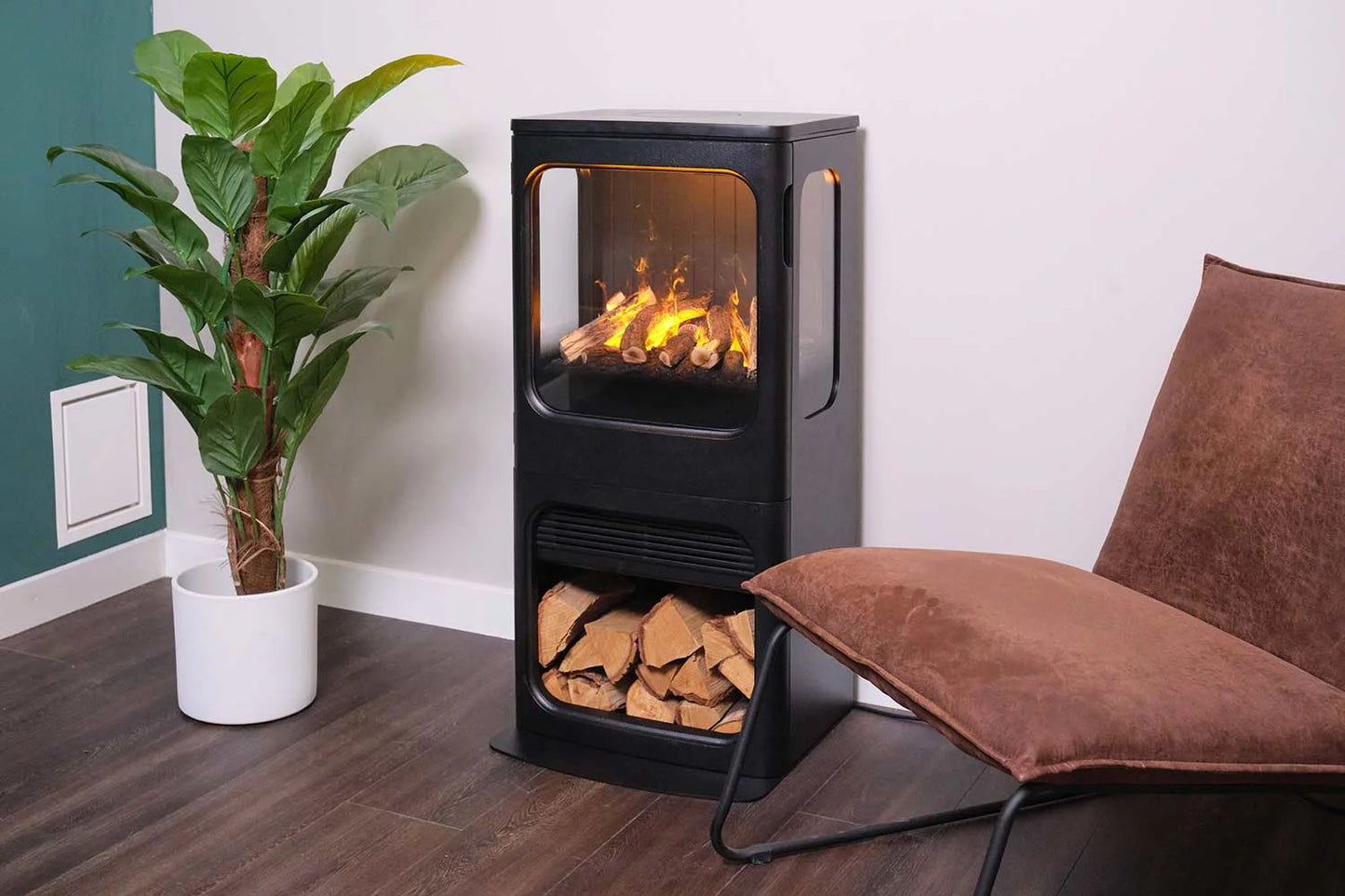 Dimplex Mapleton 100 Opti-Myst Vrijstaande Elektrische Stoomhaard met Verwarming (B×H×D) 463×965×443 mm