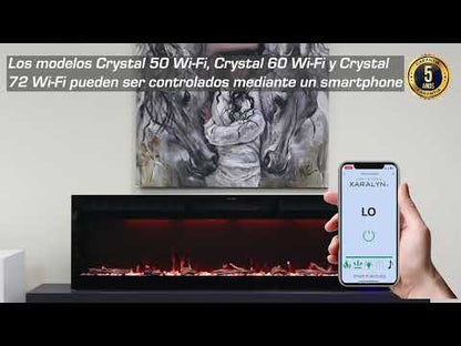 Reseña en video de la chimenea eléctrica Mystflame Crystal. Una chimenea eléctrica decorativa con calefacción, leños y sonido.