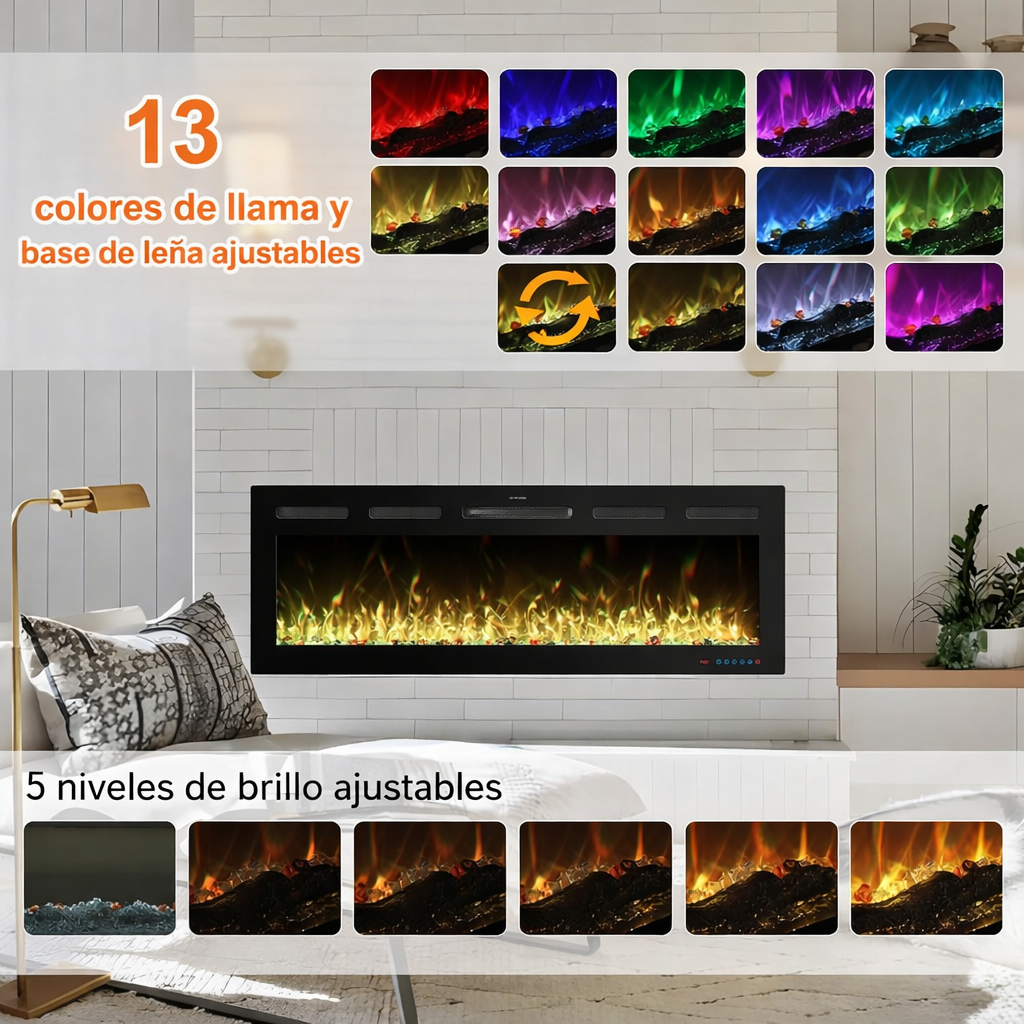 Functie voor het selecteren van de vlamkleur in de elektrische haard Mystflame Galaxy 72 Pro New WiFi
