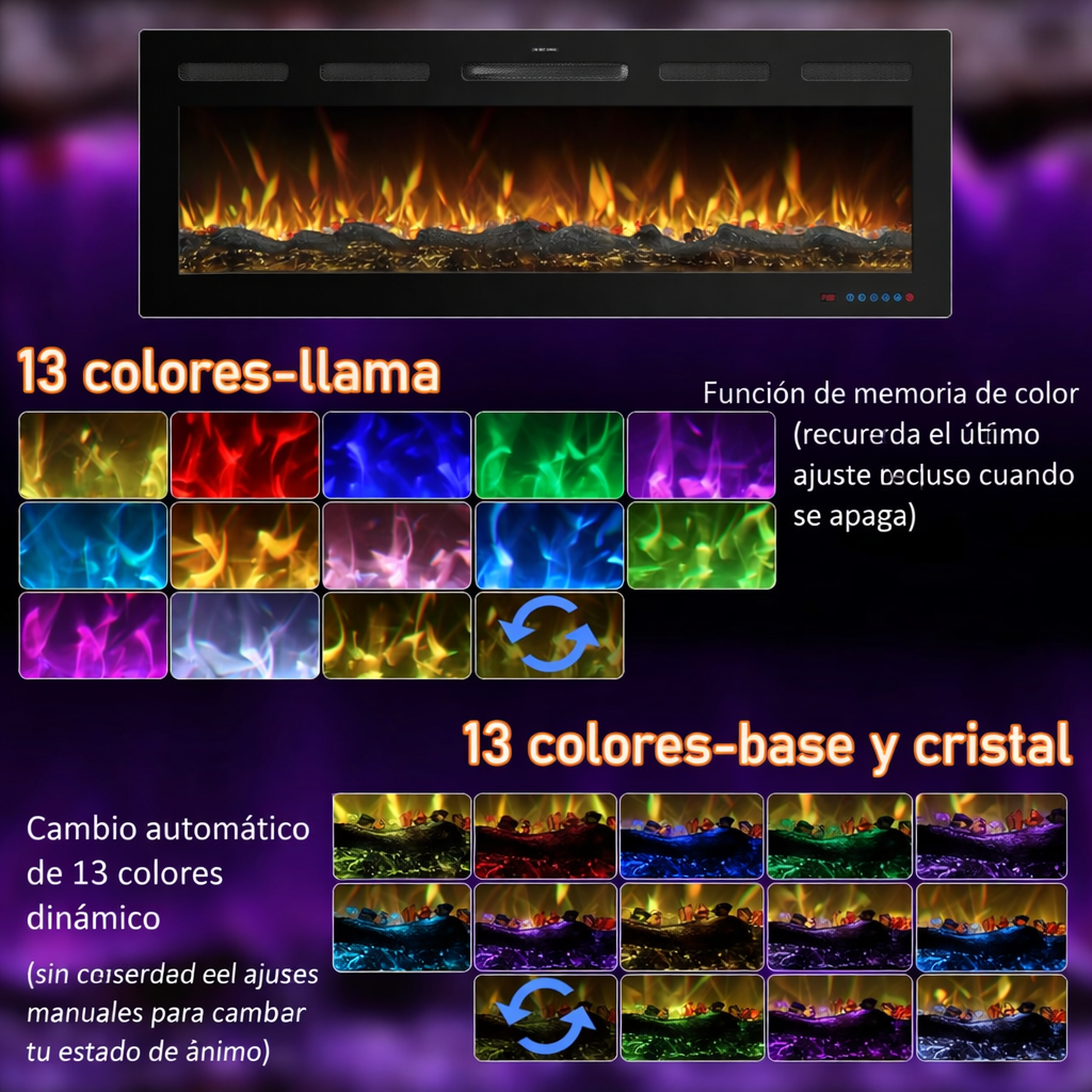 Elektrische haard met multicolor vlam en verlichting van de houtblokken Mystflame Galaxy Pro 50 NEW WiFi